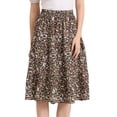 thumbnail image 1 of Unique Bargains Jupe Midi Décontractée à Imprimé Floral Évasée pour Femme, Brun, m, 1 of 6