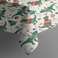 thumbnail image 3 of Beige Christmas Dinosaur Pattern Rectangle Tablecloth 60"x84",Waterproof Polyester Rectangle Table Cloth, Wipeable Spillproof Polyester Tablecloth for Dining, Camping, Indoor and Outdoor, 3 of 5
