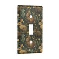 thumbnail image 2 of Yayeee Toggle Light Switch Wall Plate 1-Gang 4.5"x2.7" Home Decorative Outlet Cover, Brown Floral Rabbits Pattern, 2 of 7
