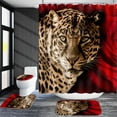 thumbnail image 5 of 4 Pcs Bathroom Shower Curtain Set,Blue Leopard Print Shower Curtain Bright Style Shower Curtain Sets with Rugs(Bath Mat,U Shape and Toilet Lid Cover Mat) and 12 Hooks, 5 of 6
