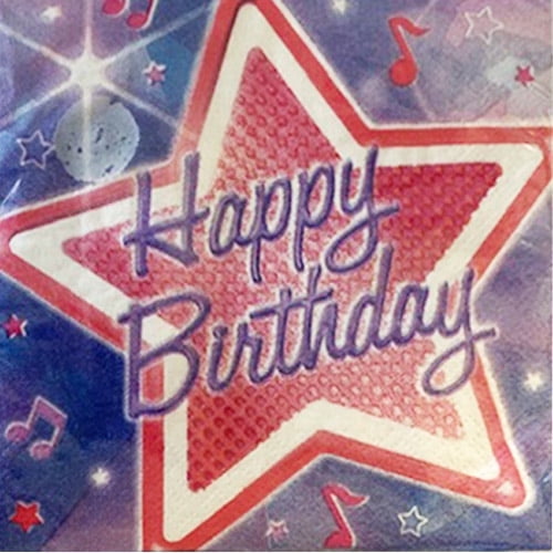 Rock On Girl Happy Birthday Small Napkins, 16 Count