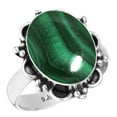 thumbnail image 1 of 925 Sterling Silver Ring For Women - Men Green Genuine Malachite Gemstone Silver Ring Size 11.5 May Birthstone Silver Ring Size 11.5 Valentine's Day Gift For Wife 925 Silver Gemstone Jewelry, 1 of 6