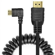 UCEC Right-Angled Coiled Mini HDMI to HDMI Male Cable High Speed Support 3D 1080p Ethernet & Audio Return