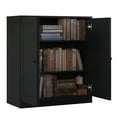 thumbnail image 2 of Palace Imports 100% Solid Wood 3-shelf Bookcase with Adjustable Shelves and Solid Doors, Black, 2 of 4