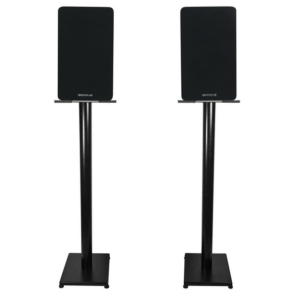 Pair Rockville RockShelf 54B Black 5.25" Home Bookshelf Speakers w/37" Stands
