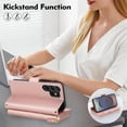 thumbnail image 6 of For Samsung Galaxy S26 Ultra 5G 6.9"【RFID Blocking 】Diamond Grid Wallet Case Magnetic Flip Cover 7-Card Slots Zipper Pocket With Detachable Shoulder Strap And Wrist Strap,Rose gold, 6 of 9