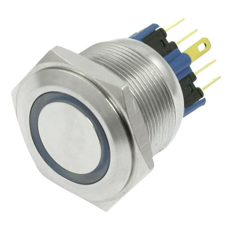 6 Button Lcd - 25mm Mounting Thread Dia. Blue LED Stainless Push Button Switch 6 Pins