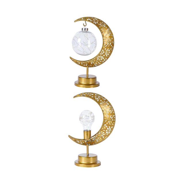 2 Piezas De Hierro Eid Moon Light Ramadan Mubarak Decoraciones Para La Bombilla Y La Bola De La Ventana Del Hogar Sunnimix Luz nocturna EID Mubarak