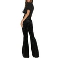thumbnail image 4 of Musuos Women Velvet Flared Trousers, Solid Color High Waist Wide Leg Long Pants, Stretchy Bell Bottoms for Fall, Winter, 4 of 4