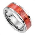 thumbnail image 2 of 8mm Steel Color Tungsten Carbide Ring for Unisex Red Grass Coral Inlay Size 7-12, 2 of 3