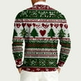 thumbnail image 4 of Dwelliawo Sweaters for Men Knit Xmas Christmas Print Graphic Sweater Casual Crewneck Ribbed Sweaters Slim Fit Fall Winter Pullover Sweaters Clearance Green M, 4 of 6