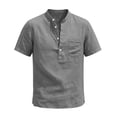 thumbnail image 3 of Guluxicc Men's Cotton V-Neck Shirts with Pocket Button Short Sleeve Shirts for Everyday Wear Summer Casual Outfits, 3 of 6