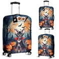 thumbnail image 2 of Happy Halloween Vampire Devon Rex BOO with Pumpkins Fun and Spooky Travel Luggage Cover Cat Lover Kitten Owner Gifts Suitcase Dust Protective Decor - 00018, 2 of 5