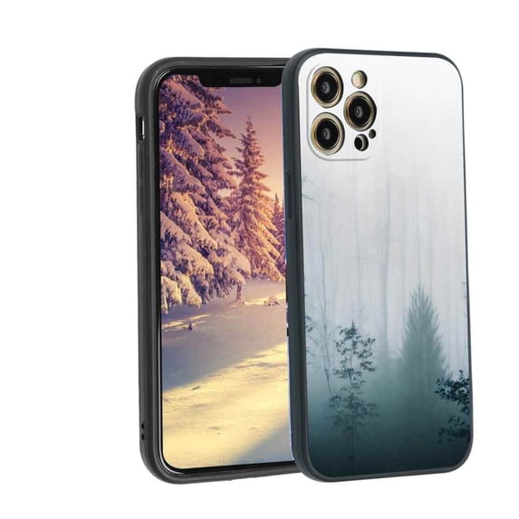 Foggy-Forest-jpg Phone Case, Degined for iPhone 12 Pro Max Case Men Women, Flexible Silicone Shockproof Case for iPhone 12 Pro Max