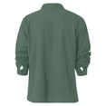thumbnail image 4 of Fabrcox M-5XL Mens Linen Button Down Shirt Big and Tall Collared Men's Long Sleeve Shirts Summer Vacation Beach Shirt Men Green 5XL, 4 of 6