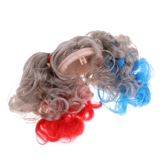 Peluca de muñeca de doble roja azul pelo resistente al calor con flequillo y gorra para muñecas articuladas de bola Blythe Zulema Peluca de muñecas Blythe