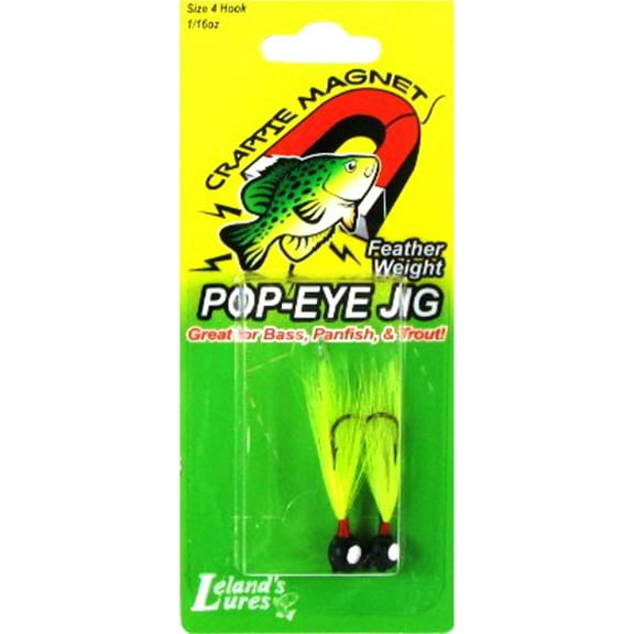 Leland Lures Crappie Magnet Pop-Eye Jigs - Chartreuse