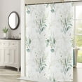 thumbnail image 2 of Eucalyptus Leaf Small Stall Shower Curtains(36"X72"), Weighted Bottom Sage Green Watercolor Botanical Plants with Gold Branches Spring Fabric Bathroom Curtain Waterproof with Hooks, 2 of 6