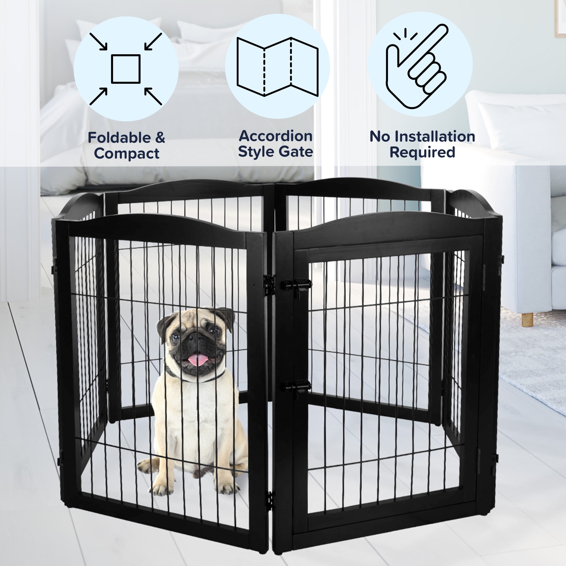PETMAKER Extra Wide Freestanding Foldable Dog Gate