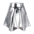 thumbnail image 3 of Idoravan Shiny Pleated Mini Skirt Metallic Skater Skirt Great for Concerts and Cheerleader-Classic Style, Sparkly Skirt，Party，Club Fashion Women's Summer Solid High Elastic Waist Mini Casual Skirts, 3 of 5
