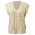 thumbnail image 3 of SGMVNU Sweater Vest for Women V Neck Sleeveless Knit Solid Color Sweaters Casual Ribbed Preppy Pullover Fall Tops White, Size L, 3 of 9