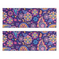 Kitchen Rugs Sets Of 2,Purple Paisley and Floral Pattern Anti Fatigue Kitchen Mat Rugs Non Slip Washable,Decorative Kitchen Floor Mats for Kitchen,Sink,Laundry,17"X47"