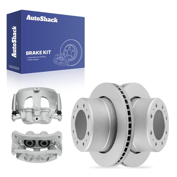 AutoShack Rear Brake Rotors & Calipers for Ram & Dodge, 2500 2011-2018 3500 2011-2018 Ram 2500 2009-2010, 4WD RWD L6 5.9L 6.7L V8 5.7L 6.4L - Coated - ArmorStop - 14.09" (358 mm), 8-Lug