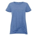 thumbnail image 6 of Abcnature Womens Tops Short Sleeve Twist Knotted T Shirts Summer Blouse Tunic Tops Solid O-Neck T-Shirt Blue S, 6 of 7