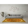 thumbnail image 3 of Ahgly Company Machine Washable Indoor Round Medallion Yellow Traditional Area Rugs, 6' Round, 3 of 4