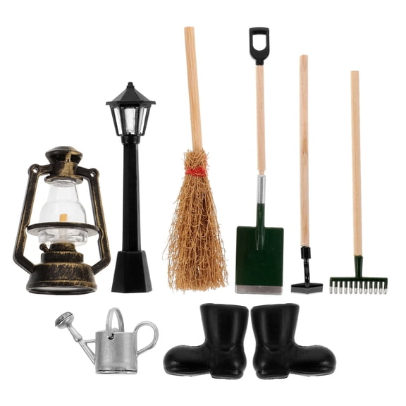 HEMOTON Dollhouse Miniature Garden Tools Set for Dollhouse Decoration Multifunctional Plastic Tools in Vibrant 1 12 Scale