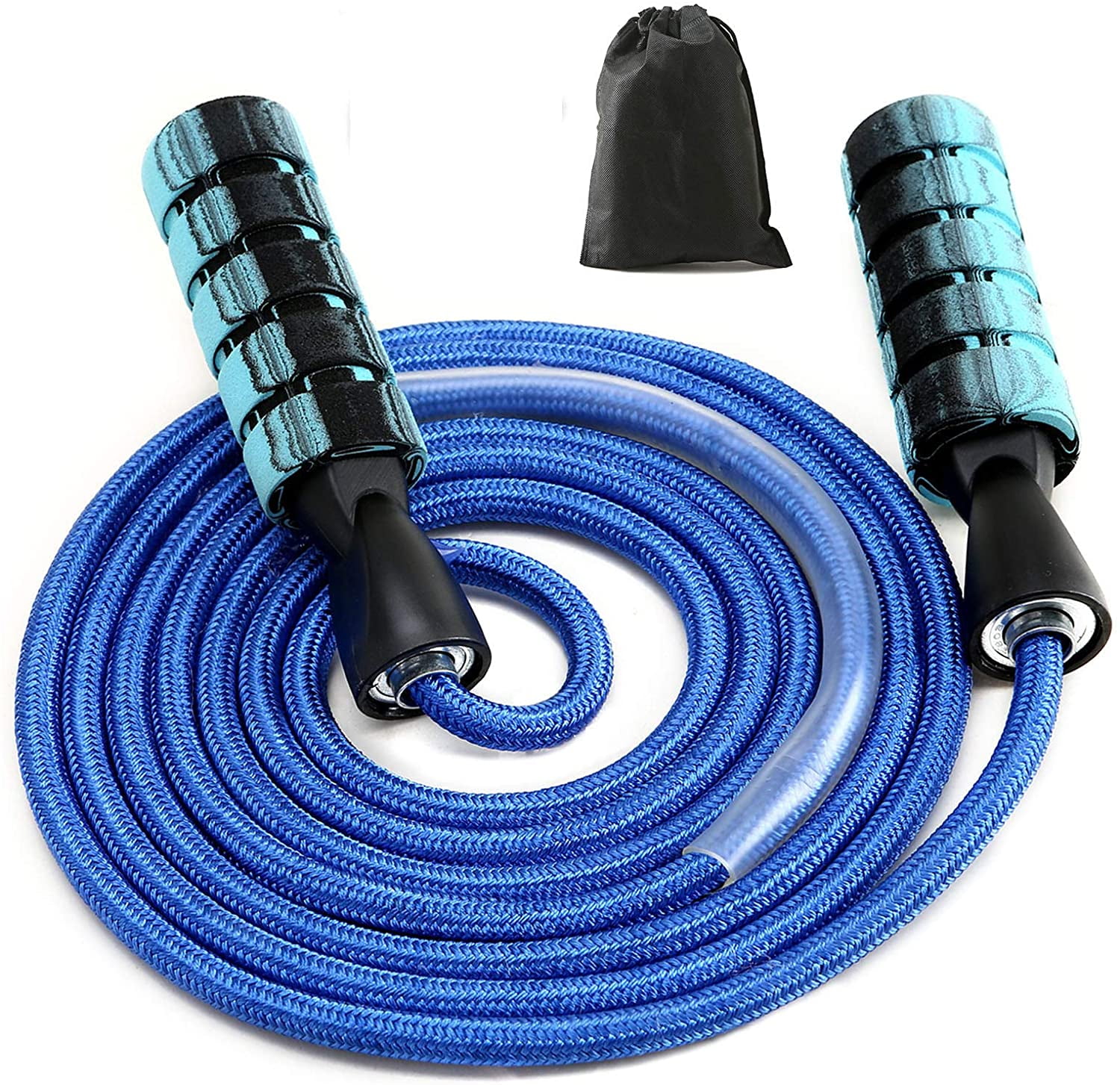 Overstriking Weighted Rope Adjustable Blue-9mm Professional Jump Rope Workout 