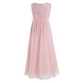 thumbnail image 2 of YiZYiF Kids Girls Chiffon Lace Princess Dress Ruched High Waist 2 Layer Dresses for Wedding Birthday Party Pearl Pink 16, 2 of 7