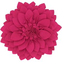 Fennco Styles 3D Petals Flower Filled Decorative Throw Pillow 13" Round - Fuchsia Floral Felt Accent Pillow for Couch, Bedroom, Living Room, Office, Holiday Décor, and Housewarming, Birthday Gift