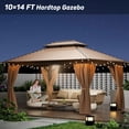 10x12 FT Hardtop Gazebo with Aluminum Frame, Galvanized Steel Double