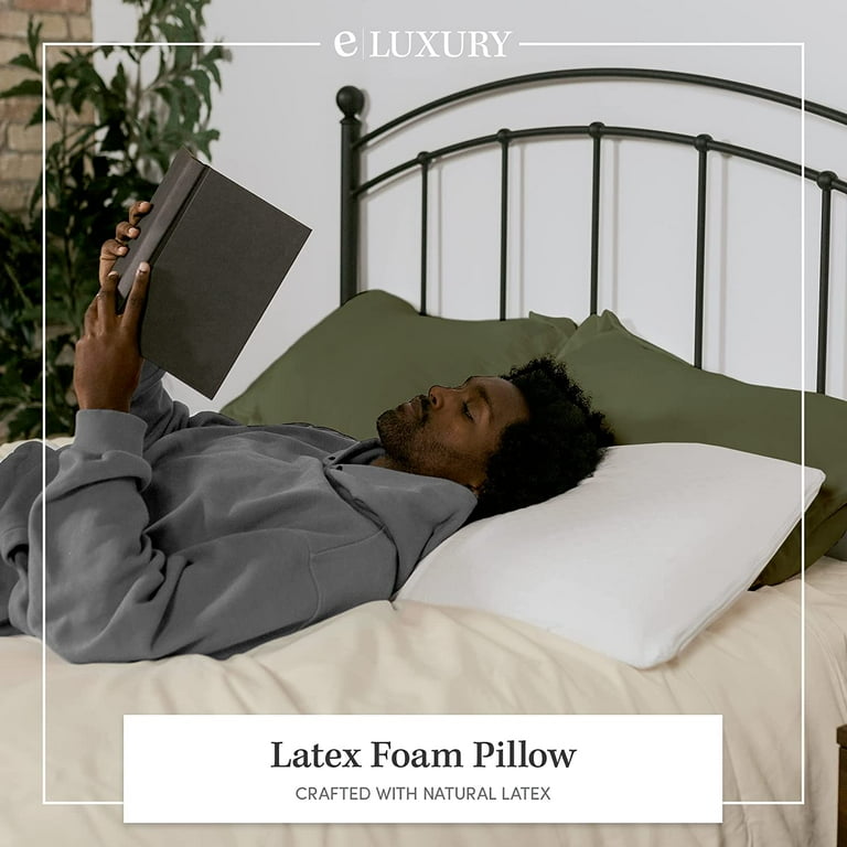 Latex Foam Bed Pillow Extra Plush 100 Cotton Casing Cover Support for Sleeping Reading Neck Shoulder Back Set of 2 Luxury Pillows King Size 36 x 17 x 6 Walmart