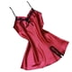 thumbnail image 5 of Camisón de encaje con cuello en V y espalda descubierta, camisón sedoso, ropa de dormir para mujer, rojo vino, M Vogacara AP001175-02B, 5 of 7