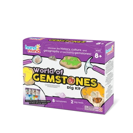 UPC: 0848850114474 | hand2mind World of Gemstones Dig Kit Real Gemstone Dig Kit Gem Digging Kit for Kids STEM Kit