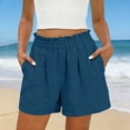 thumbnail image 2 of Axiiglly Cotton Shorts for Women Elastic Waist Breathable Workout Shorts Solid Color Lightweight Outdoor Casual Shorts for Holidays S-3XL, 2 of 10