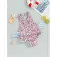 thumbnail image 4 of Suealasg Kids Girls One Piece Swimsuits Child Girls Floral Print Sleeveless U-Neck Romper Swimwear Toddler Girl Summer Sun Protection Bathing Suit Beachwear 1-6 Yearsc, 4 of 9