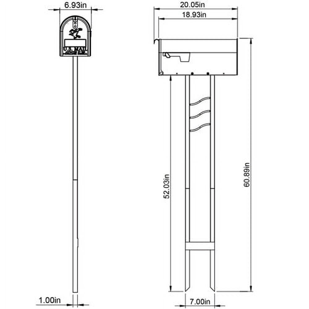 Gibraltar Mailboxes Mailbox-To-Go All-in-One, Medium, Steel Mailbox & Post Combo, Black, MC11KIT0B
