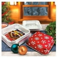 Red Holiday Christmas Square Cake Aluminum Pan w/Clear Dome Lid