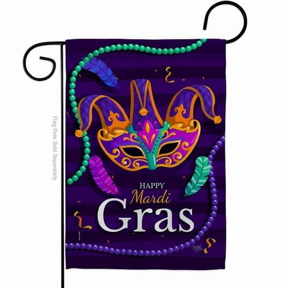 Breeze Decor G168013-BO Carnival Mardi Gras Garden Flag Spring 13 x 18.5 in. Double-Sided Decorative Vertical Flags for House Decoration Banner Yard Gift