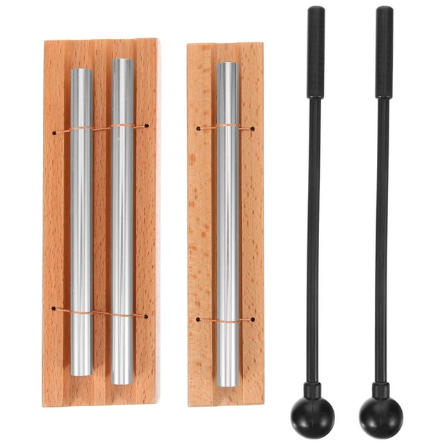 KAKOWELY 2 Sets Hand Chimes Wooden Instrument Percussion Wood Blocks Musical Instrument with Mallet,6.5X"X2.05"X1.18"