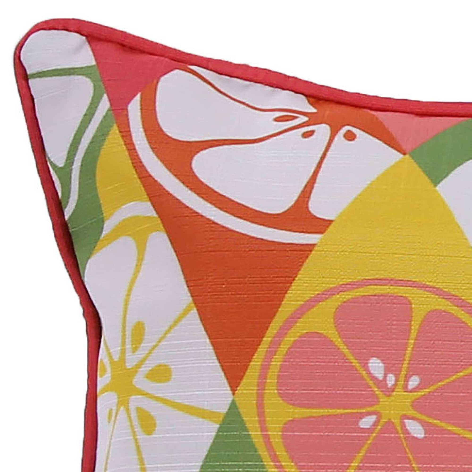 Jordan Manufacturing 18" x 18" Multicolor Citrus Diamond Square Decorative Throw Pillow with Welt