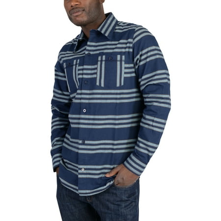 - Mens Originals Silas Striped Flannel Skateboarding Shirt Dark Blue