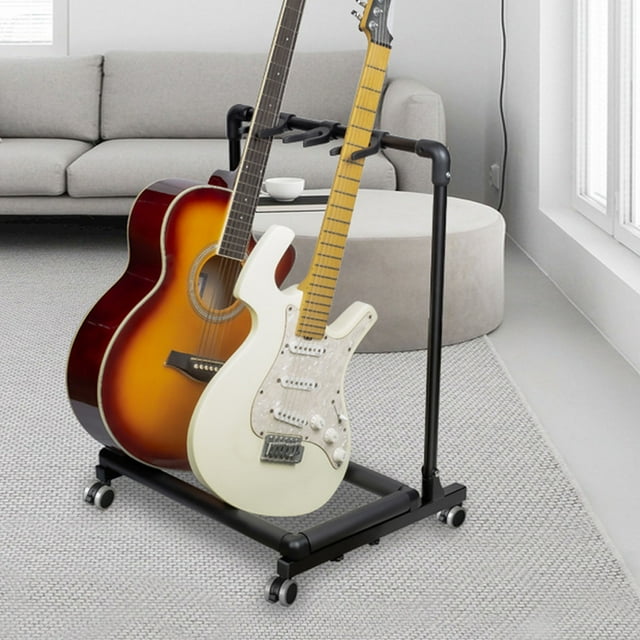 Multi Guitar Stand Metal And EVA Multiple Guitars Stand Rack With Wheels Body For Folk Electric Acoustic Guitar