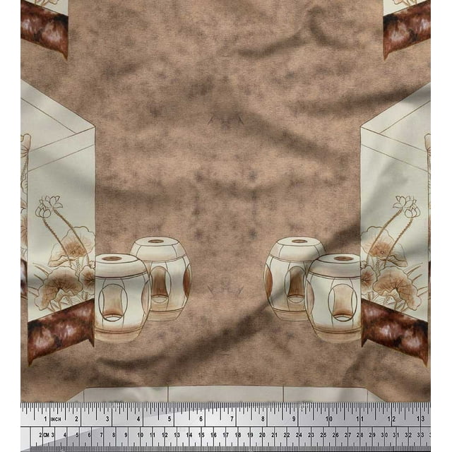 Soimoi Pink Moss Georgette Fabric & Floral Artistic Print Sewing Fabric BTY 42 Inch Wide