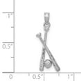 thumbnail image 2 of 14k White Gold White Baseball Bats and Ball 2-d Charm 18.7x8.5mm Wide 1.8mm Thick Pendant Necklace for Women, 2 of 2