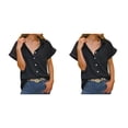 thumbnail image 1 of sweethay Camisa de mujer Blusa con cuello en V con bolsillo Playa Vacaciones Verano Ropa Type4 NO4, 1 of 6