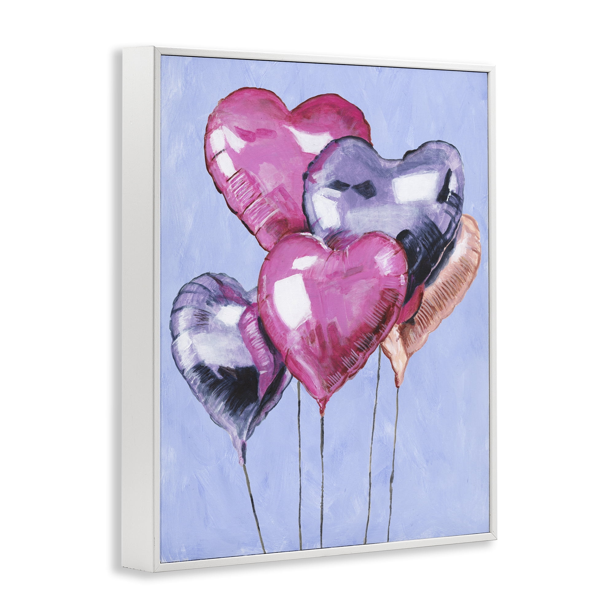 Stupell Industries Heart Balloons Celebration White Framed Giclee Art, design by Michael Willett